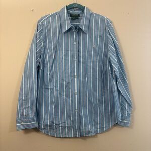 Ralph Lauren Green Label striped button down shirt  Women’s 1X Blue & white cl